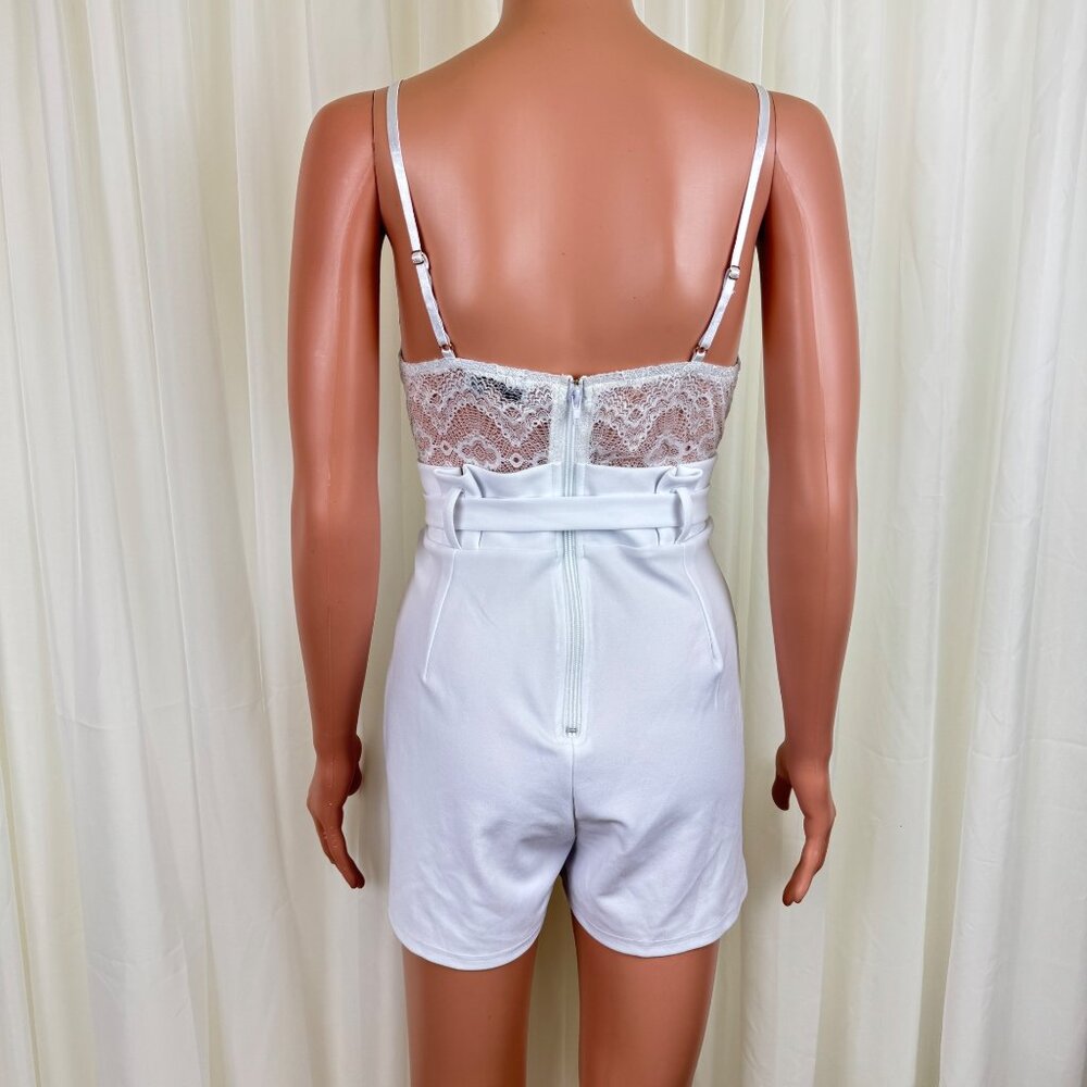 Women's Shop17 Lace Accent Romper Size Medium White - Picture 2 of 14